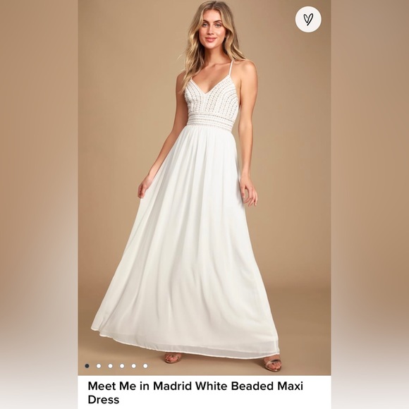 Lulus Dresses & Skirts - Lulus Meet Me in Madrid White Beaded Maxi Dress, S, NWT (no longer on site!)